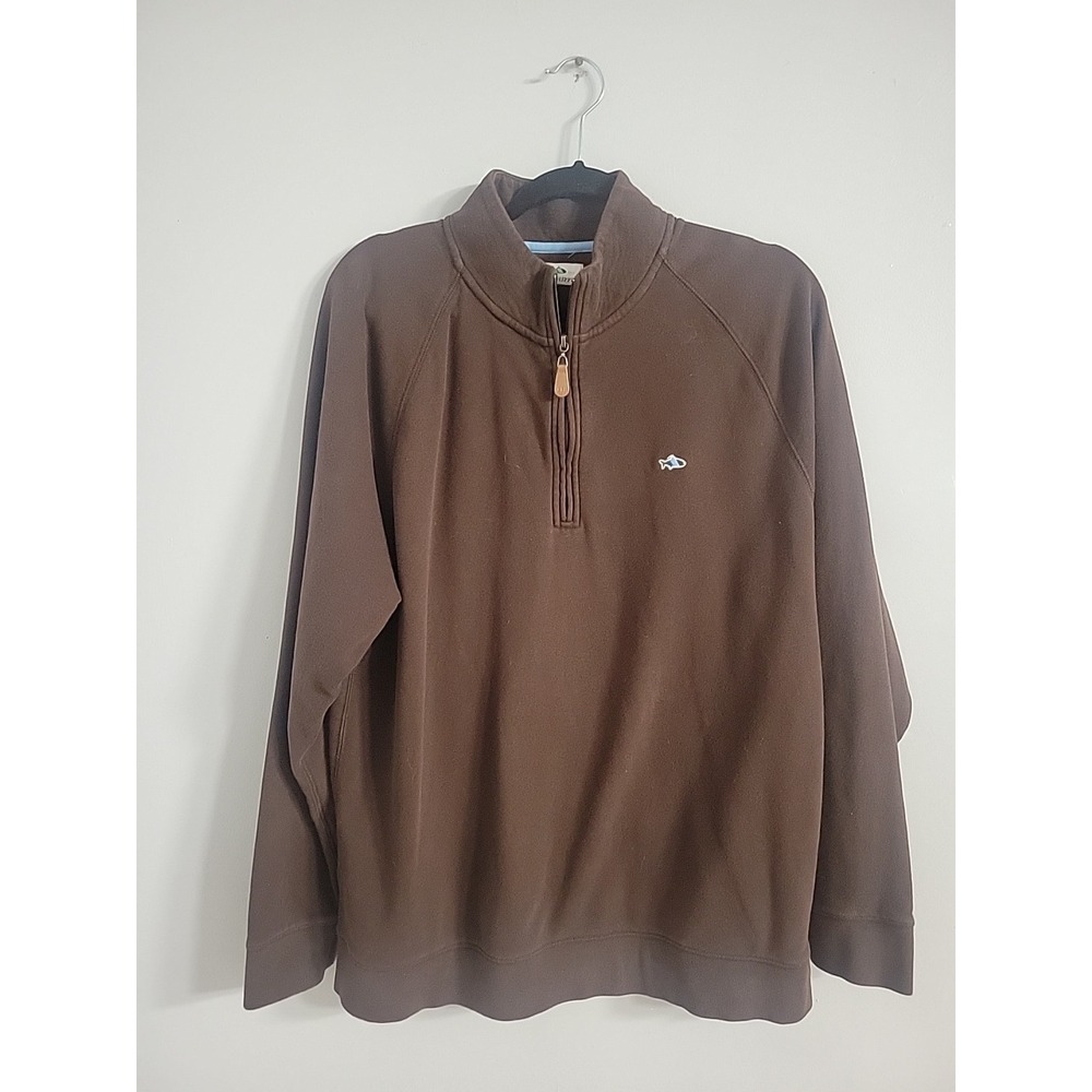 Fish Hippie Size Large Sweater Mens‎  Pullover Brown Quarter Zip Casual Outdoors